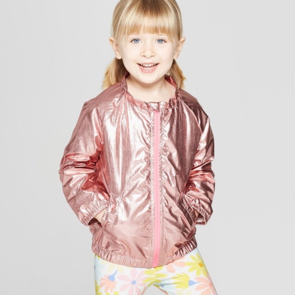 Cat & Jack metallic pink windbreaker new